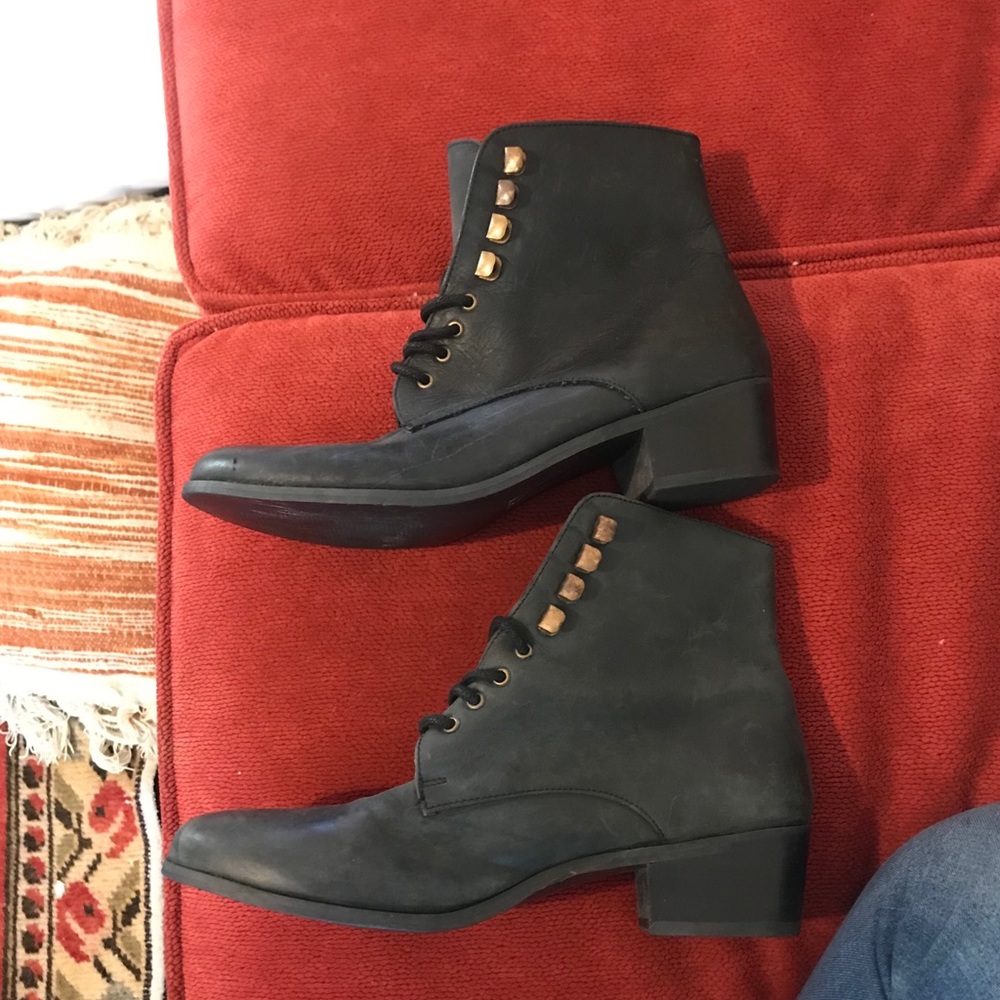 Black lace up booties